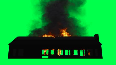 burning house on green screen