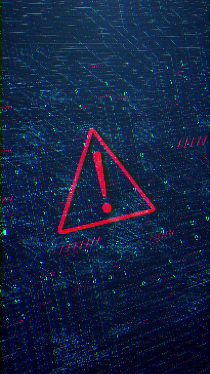 Red cyber warning alert background danger triangle exclamation binary digits circuit lines digital