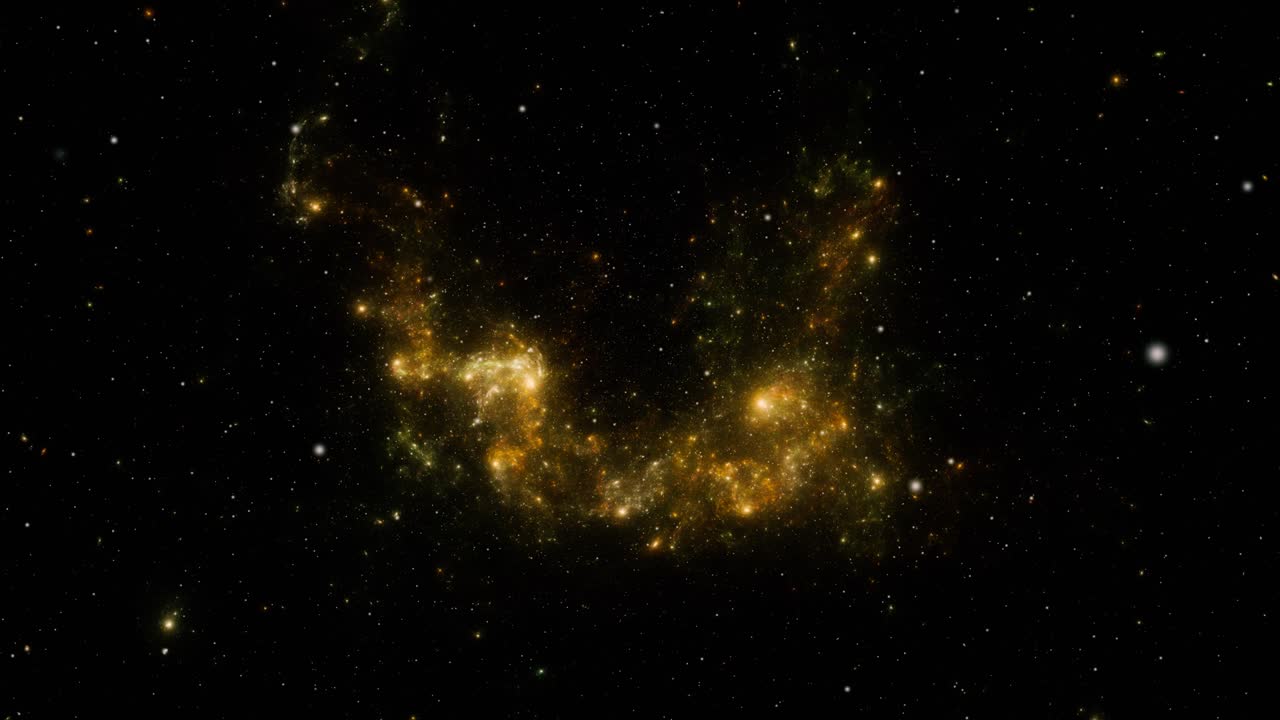 배경은 별들이 우주를 날아다니는 모습입니다.