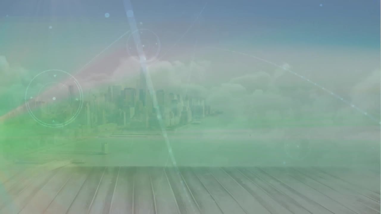 animación de puntos con líneas que se mueven sobre una tabla de madera