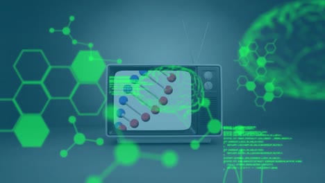 Animation-Der-Datenverarbeitung-über-DNA-Strang-Im-Fernsehen