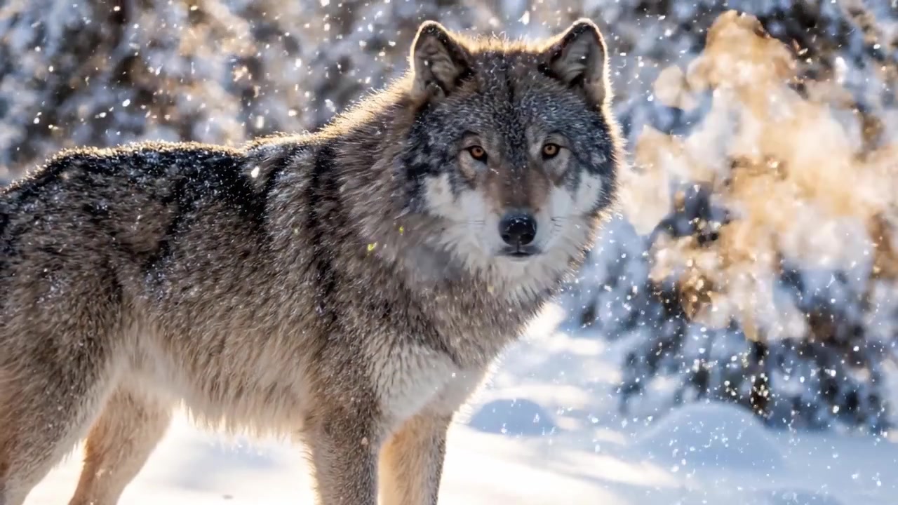 A Majestic Wolf in a Winter Wonderland: Capturing the Spirit of the Wild in Snow-Covered Mountain Landscapes with the Beauty of Nature's Chill