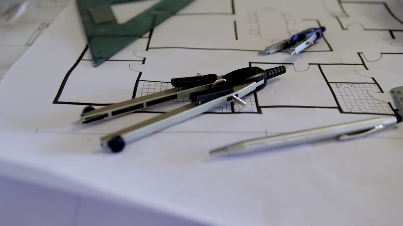 varias herramientas con plano en el taller 4k