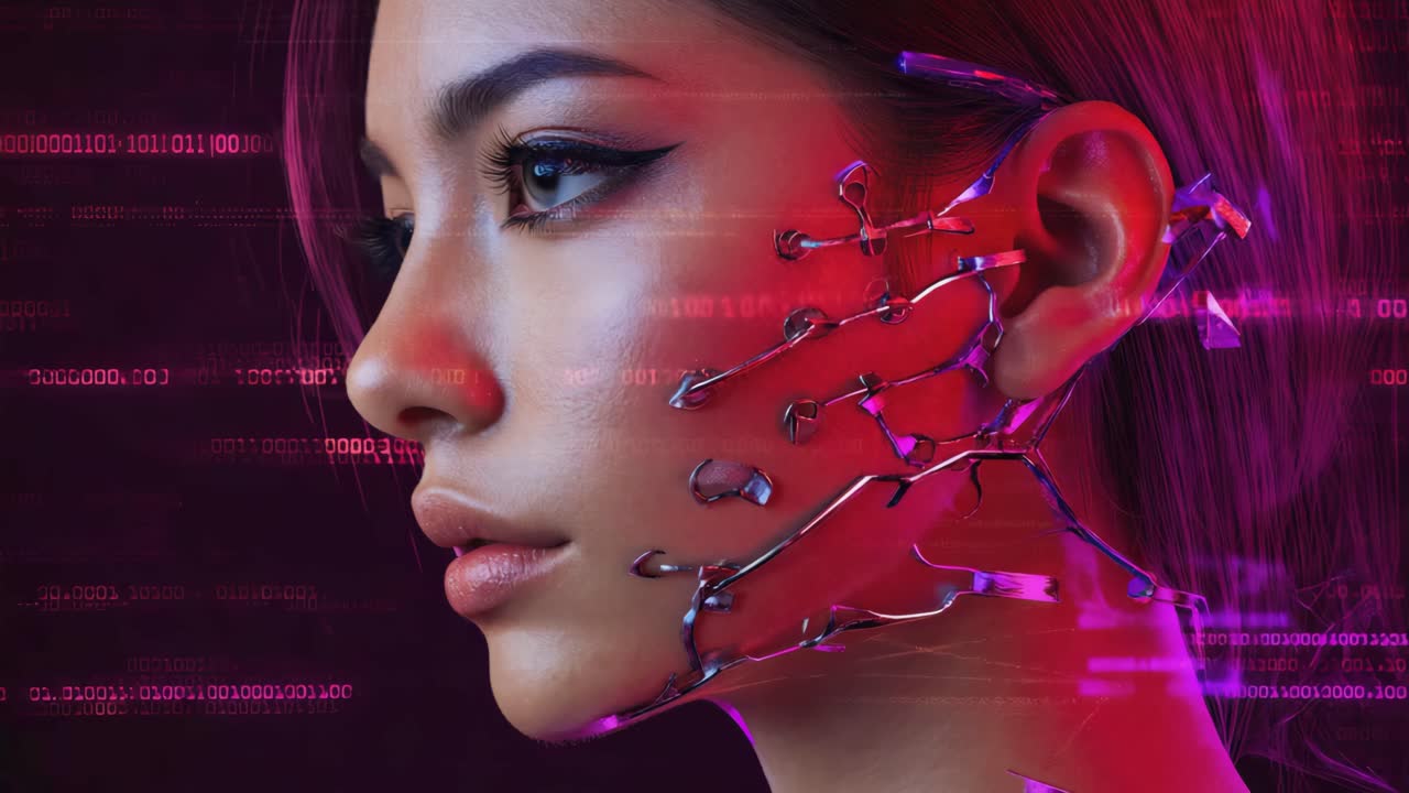 A futuristic woman with bionic implants