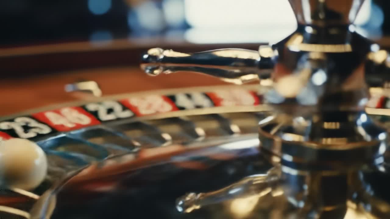 Captivating Close-Up of a Roulette Wheel in Action, Showcasing the Thrilling Atmosphere of Casino Gambling with Colorful Chips and a Spinning Wheel