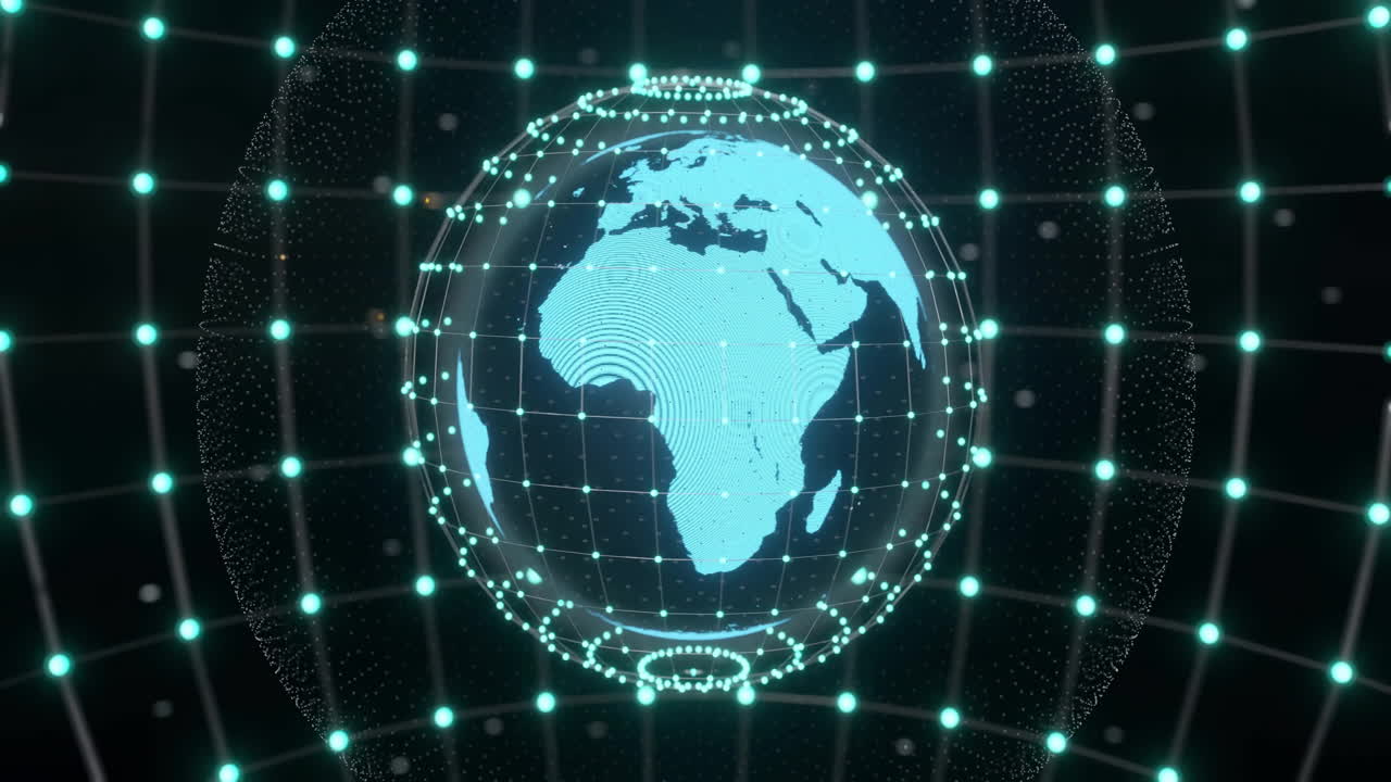 연결과 함께 전 세계에 대한 데이터 처리의 애니메이션