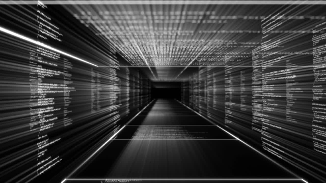 검은색 배경 위의 데이터 처리 애니메이션