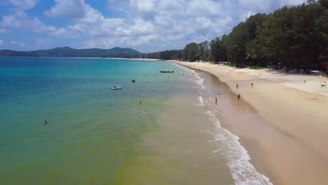 aerial flight above tropical beach