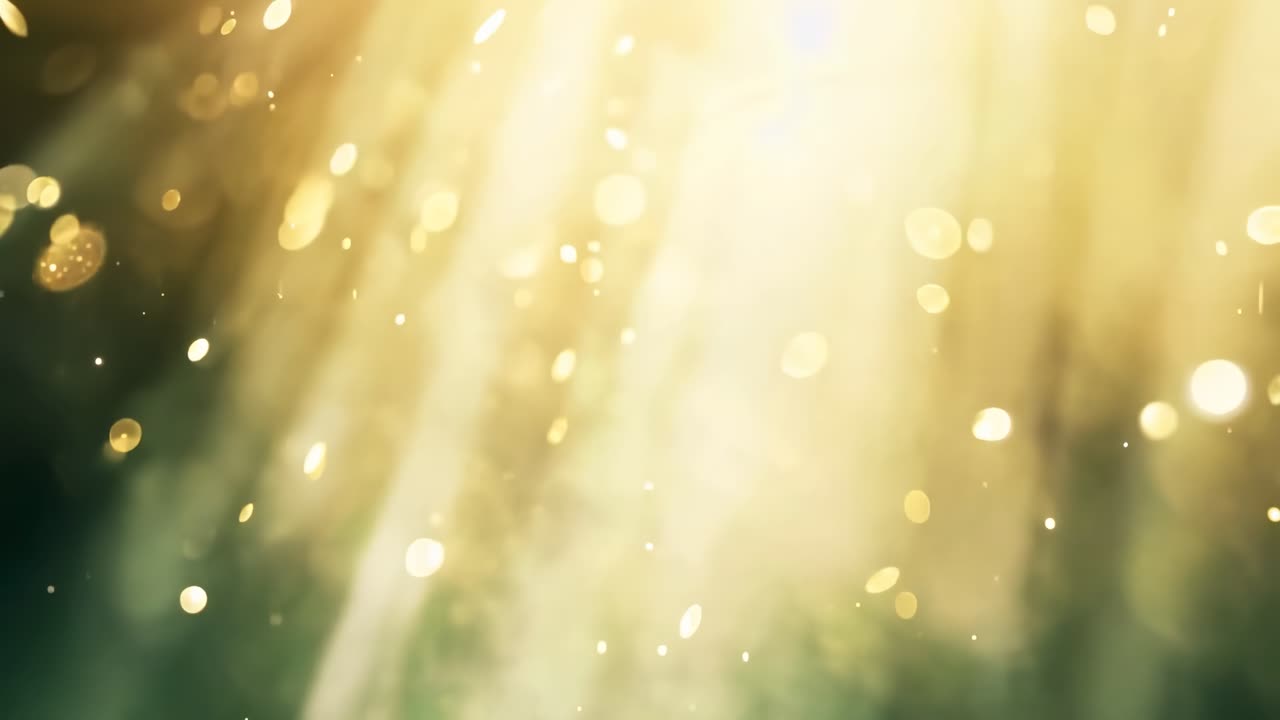 Abstract video of golden bokeh lights with a soft focus, creating a dreamy, ethereal atmosphere