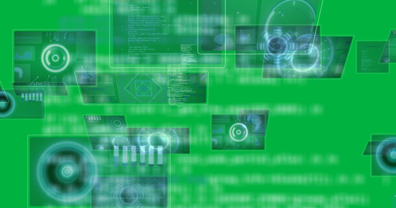 Digital Technology Interface with Floating Data Screens