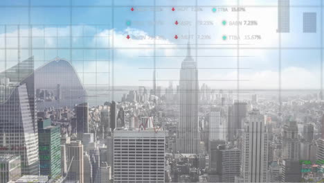 Animación-Del-Procesamiento-De-Datos-Financieros-Sobre-El-Paisaje-Urbano