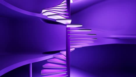futuristic purple neon spiral staircase