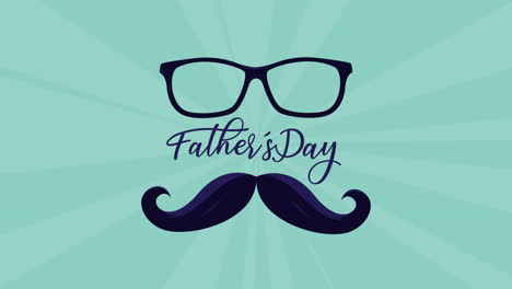 happy fathers day lettering with mustache and glasses