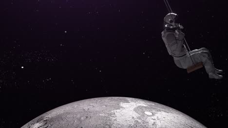 astronaut swinging on the moon