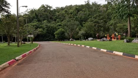 a peaceful drive along a winding park road.