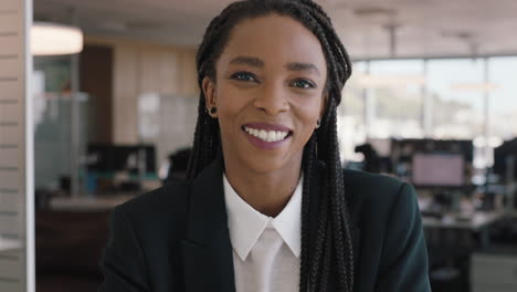 portrait african american business woman smiling confident manager in corporate office beautiful female executive enjoying successful career in management professional at work