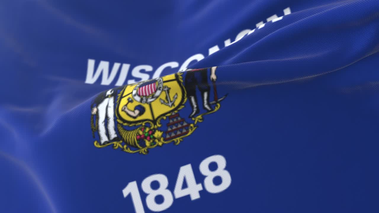 bandera del estado de wisconsin, estados unidos de américa. bucle