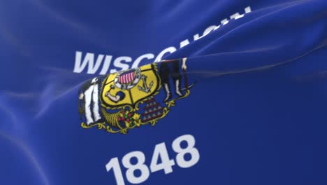 flag of wisconsin state, united states of america. loop