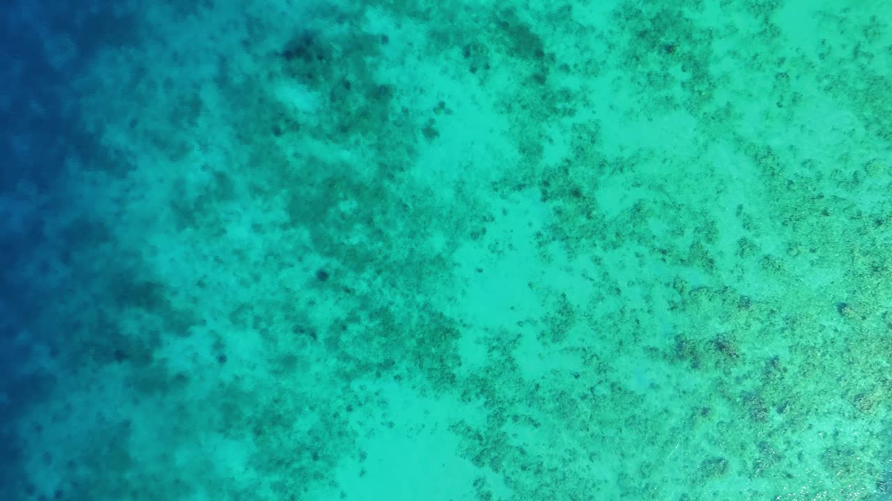 ascender por encima del agua azul verde turquesa cristalina con fondo rocoso de arrecife arenoso