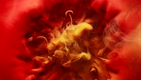 pintura de movimiento fantasía nube roja mezcla de tinta amarilla
