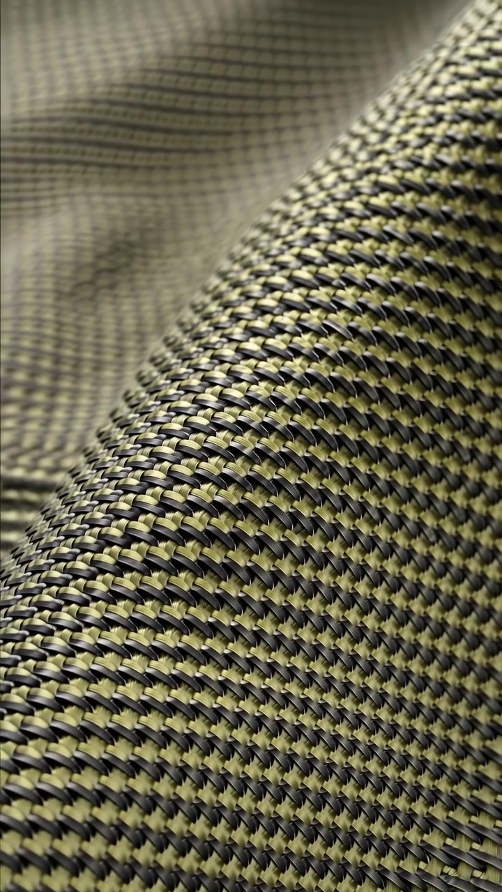 Vista aproximada mostra material tecido com padrão movendo-se suavemente à medida que os contornos da superfície mudam, com textura repetida, tons suaves, iluminação branda e movimento fluido criando profundidade visual abstrata detalhada