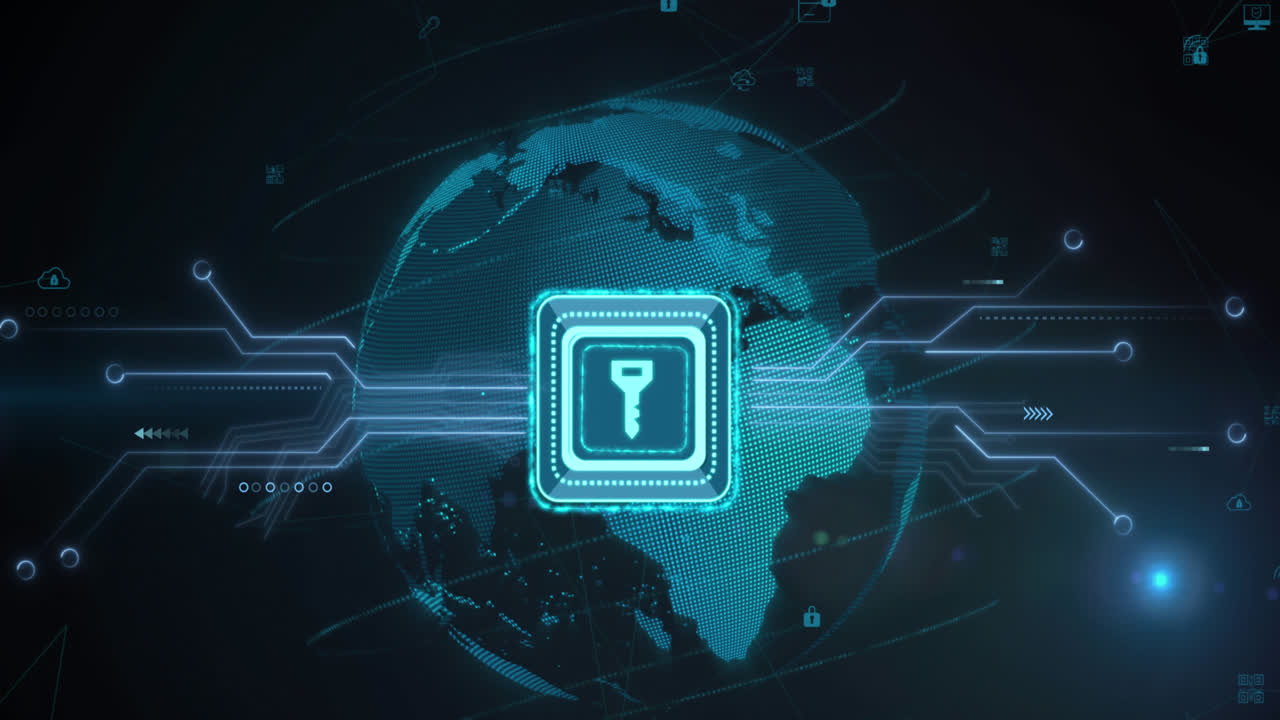 Animation of key icon over globe