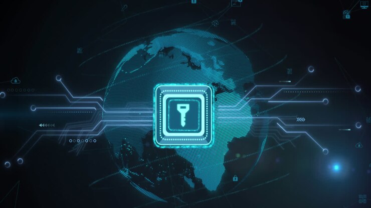 Animation of key icon over globe