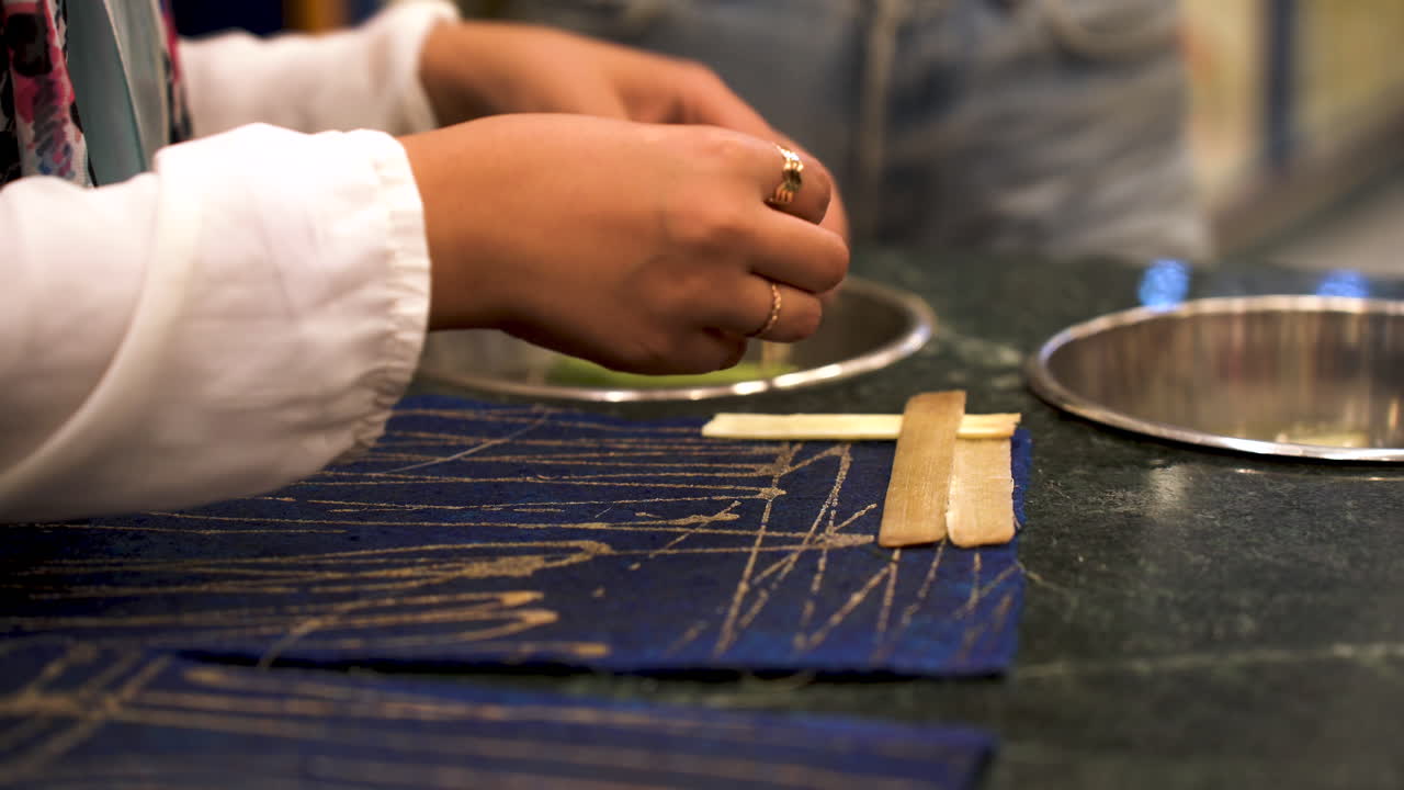 close up of papyrus paper making in the ancient Egypt civilisation