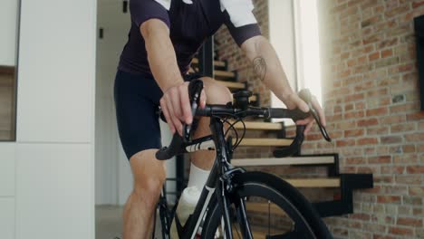 man indoor cycling workout