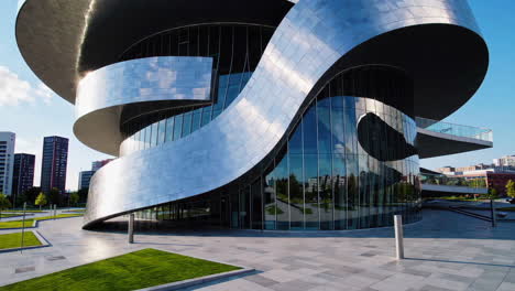 modern architectural building with metal and glass facade