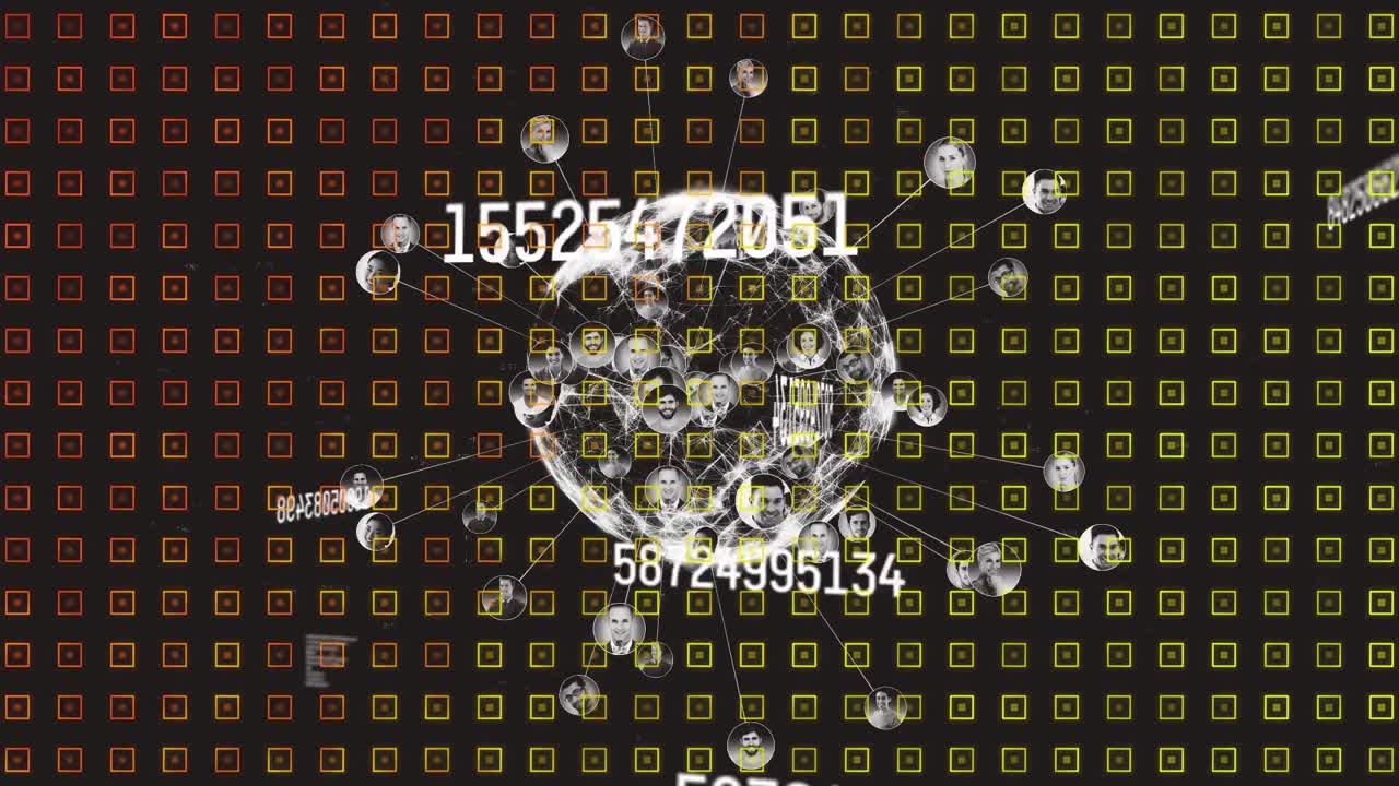 사람 아이콘으로 전 세계 데이터 처리의 애니메이션