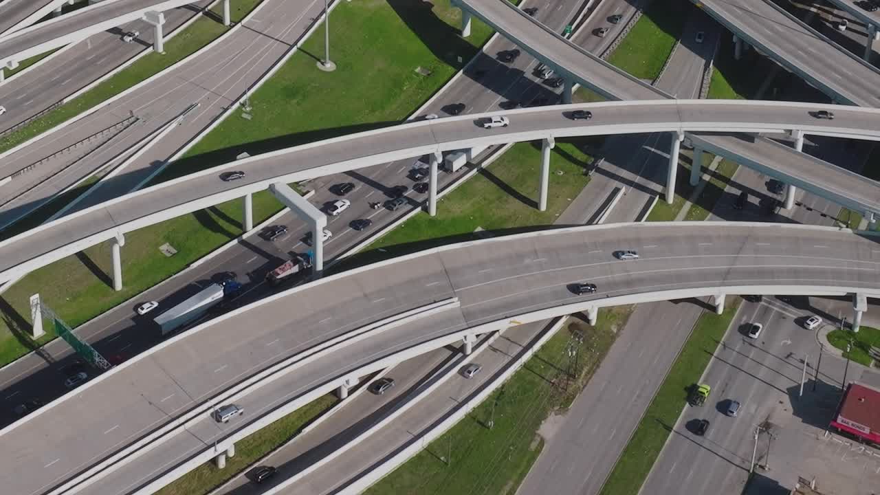 View of busy highways in downtown Dallas, Texas during daytime