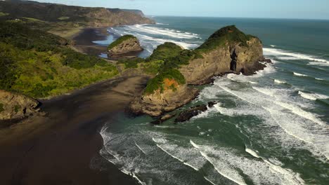 aerial rise up shot of te henga