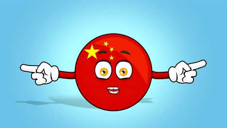 cartoon icon flag china double side pointer speak with face animation