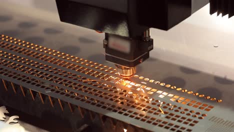 cnc laser cutting of metal, modern industrial technology.