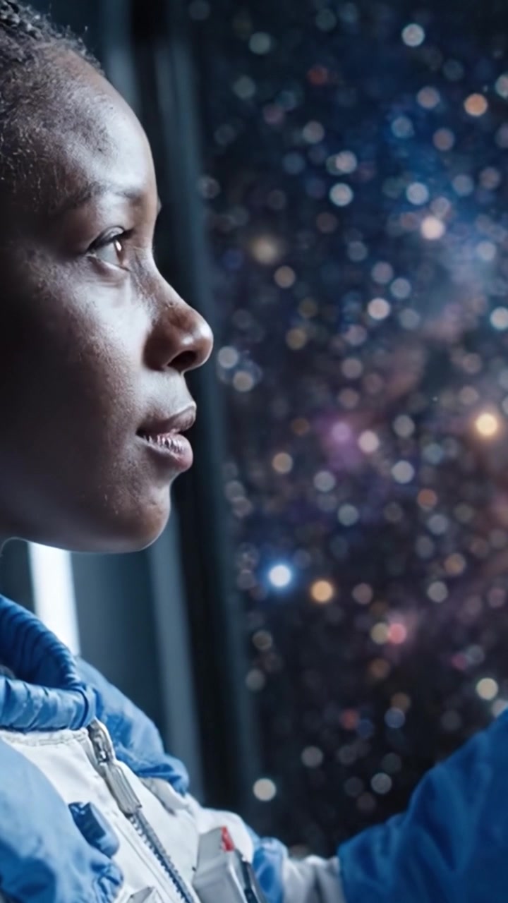 An Astronaut Contemplating the Wonders of the Cosmos: A Journey Through the Stars Captured in Two Frames
