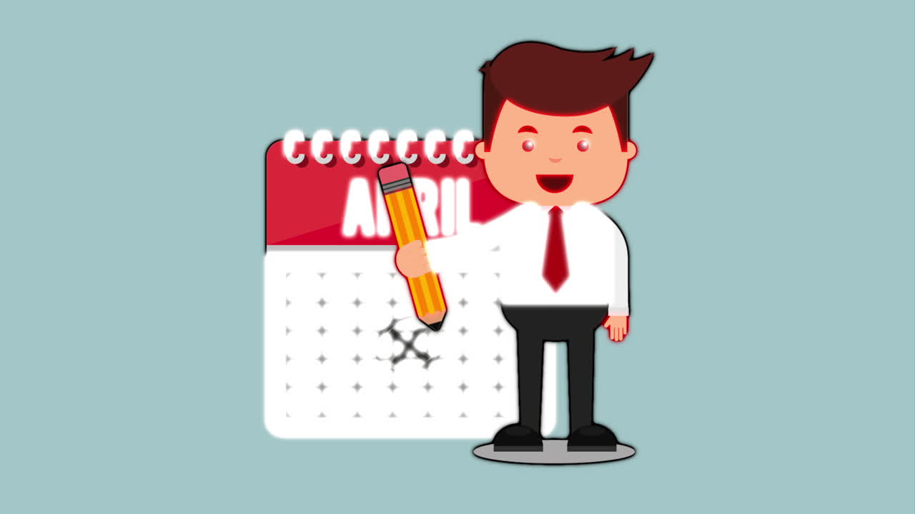 Businessman Marking an Appointment on April Calendar
