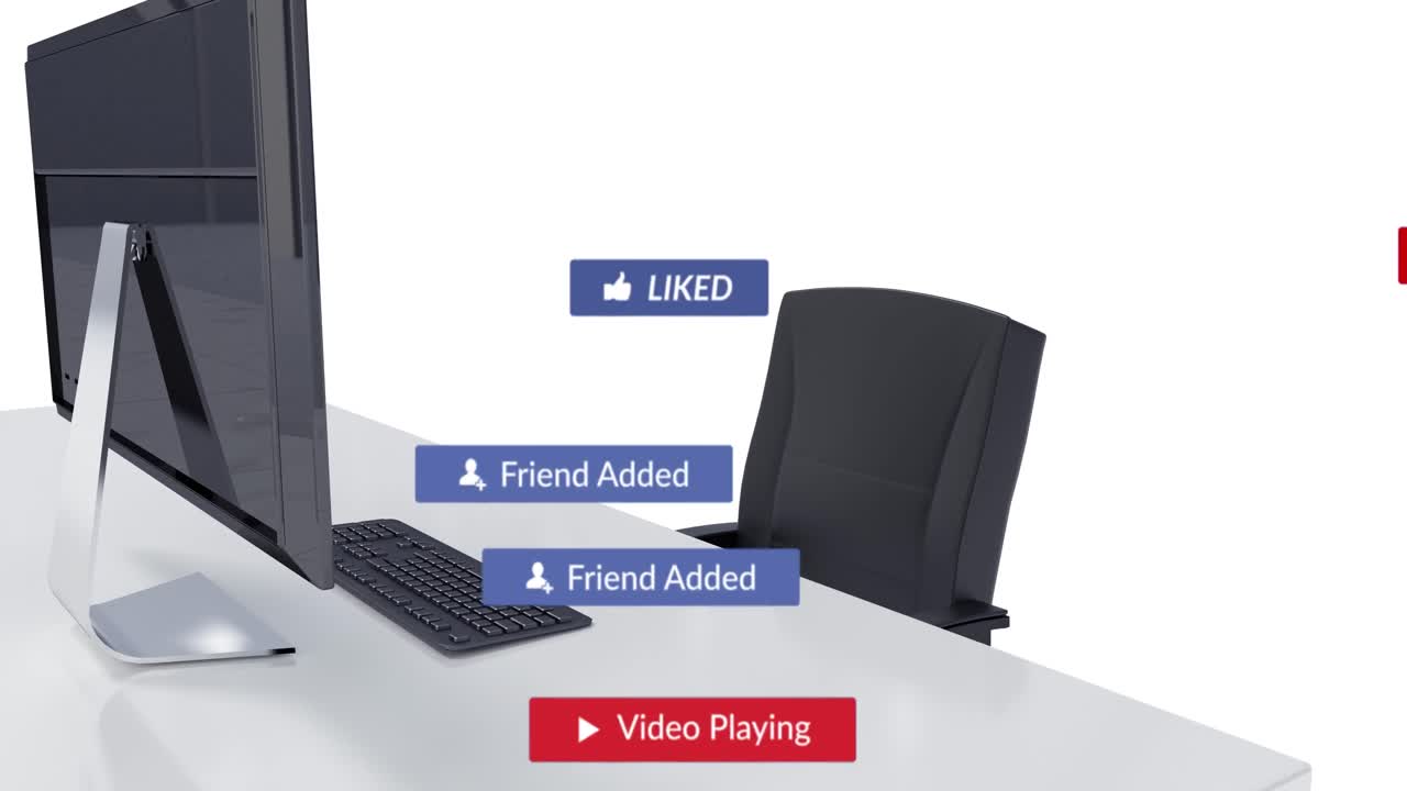 animación de los iconos de los medios en la oficina