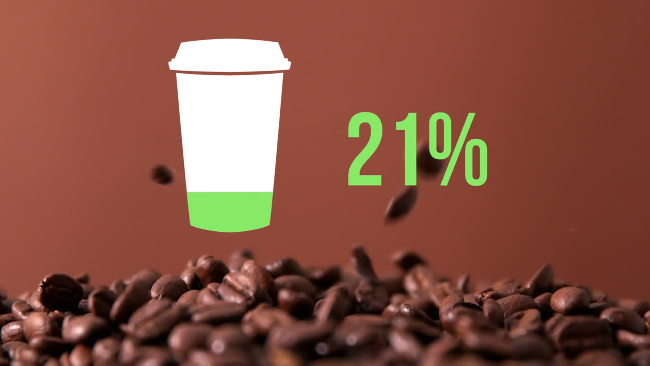 커피 컵과 숫자가 색으로 가득 차 있습니다.