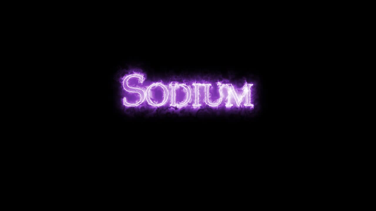 sodio, elemento químico, escrito con fuego. bucle