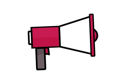 loudspeaker protest civil unrest symbol or icon, 2d flat animation loop red