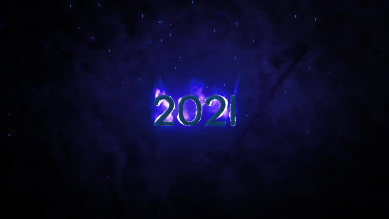 2021 en llamas sobre un fondo azul
