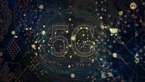 Animación-De-Texto-5g,-Procesamiento-De-Datos-A-Través-De-Red-De-Conexiones