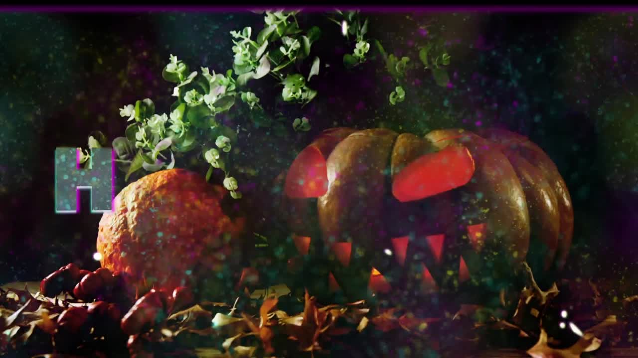 호박과 함께 배경 위에 할로윈 밤의 애니메이션