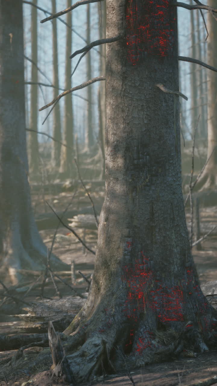 bosque quemado después de un incendio