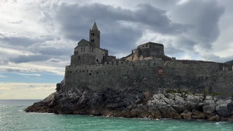 view of the church of porto venere from the sea