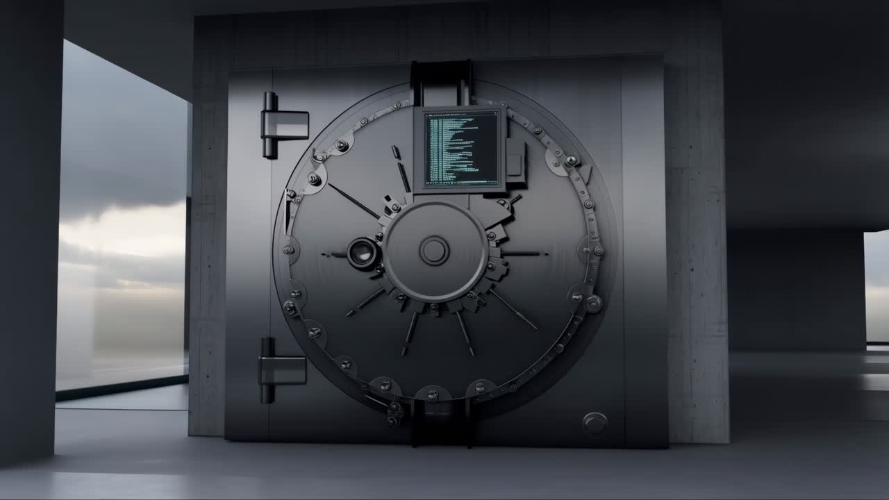 High-Tech Digital Security Vault Door with Code Interface