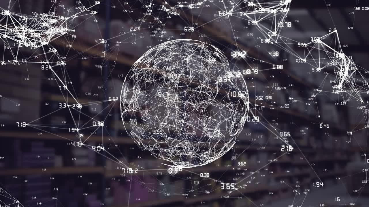 animación de la red de conexiones con el mundo sobre el almacén