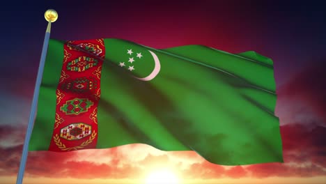 4k bandera muy detallada de turkmenistán en bucle