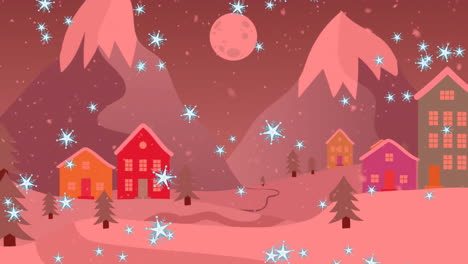 Animation-of-snow-falling-over-christmas-winter-scenery